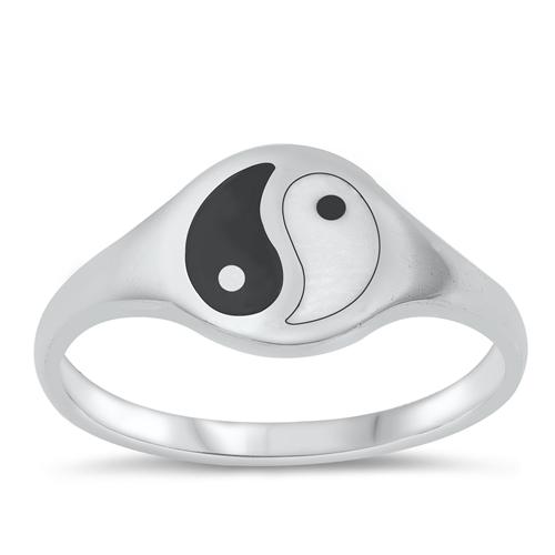 Sterling Silver Oxidized Yin Yang Stone Ring-1