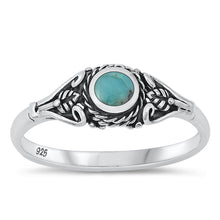 Load image into Gallery viewer, Sterling Silver Genuine Turquoise Leaf Band Ring