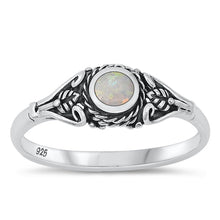 Load image into Gallery viewer, Sterling Silver White Lab Opal Leaf Design Ring