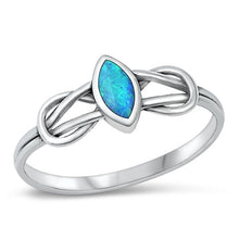 Load image into Gallery viewer, Sterling Silver Knot Blue Lab Opal Ring