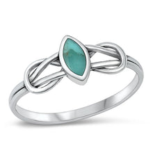 Load image into Gallery viewer, Sterling Silver Knot Genuine Turquoise Stone Ring