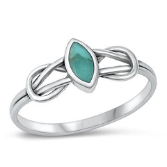 Sterling Silver Knot Genuine Turquoise Stone Ring