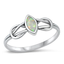 Load image into Gallery viewer, Sterling Silver Knot White Lab Opal Ring