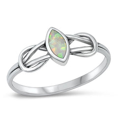 Sterling Silver Knot White Lab Opal Ring