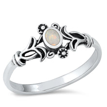 Load image into Gallery viewer, Sterling Silver Crown White Lab Opal Ring
