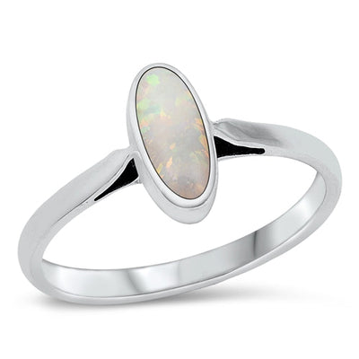Sterling Silver White Lab Opal Ring