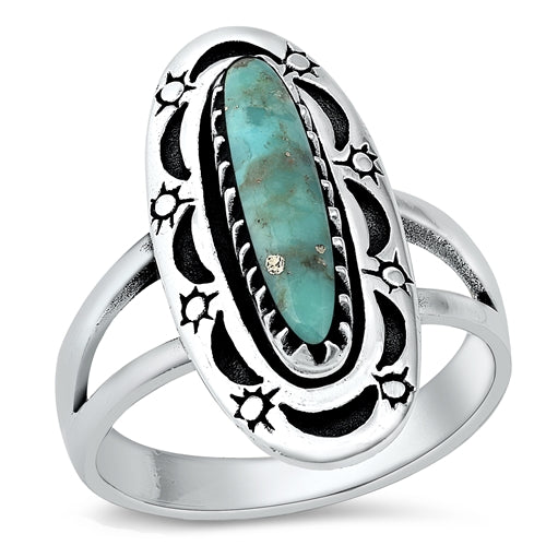 Sterling Silver Genuine Turquoise Stone Ring