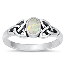 Load image into Gallery viewer, Sterling Silver Celtic White Lab Opal Ring