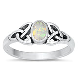 Sterling Silver Celtic White Lab Opal Ring