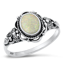 Load image into Gallery viewer, Sterling Silver Oval White Lab Opal Ring