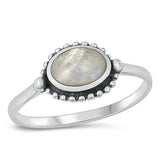 Sterling Silver Oxidized Moonstone Ring-9mm
