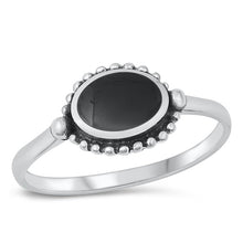 Load image into Gallery viewer, Sterling Silver Oval Center Black Agate Ring