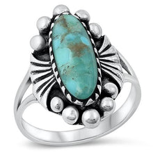 Load image into Gallery viewer, Sterling Silver Genuine Turquoise Stone Ring