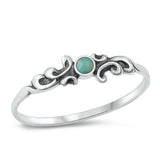 Sterling Silver Round Celtic Genuine Turquoise Stone Ring