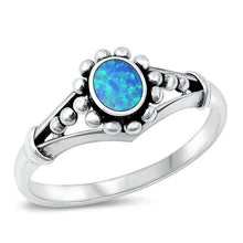 Load image into Gallery viewer, Sterling Silver Blue Lab Opal Stone Ring