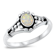 Load image into Gallery viewer, Sterling Silver White Lab Opal Stone Ring