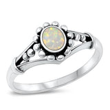 Sterling Silver White Lab Opal Stone Ring