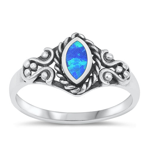 Sterling Silver Celtic Blue Lab Opal Ring