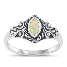 Load image into Gallery viewer, Sterling Silver Celtic White Lab Opal Ring