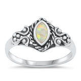 Sterling Silver Celtic White Lab Opal Ring