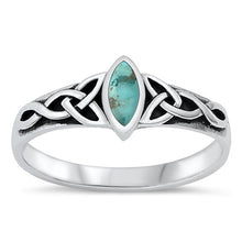 Load image into Gallery viewer, Sterling Silver Celtic Genuine Turquoise Stone Ring