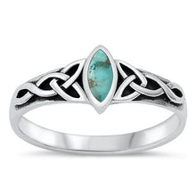 Load image into Gallery viewer, Sterling Silver Celtic Genuine 7.3mm Turquoise Stone Ring