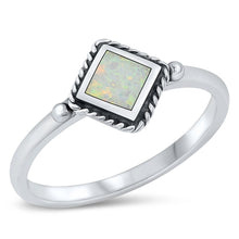 Load image into Gallery viewer, Sterling Silver Diamond White Lab Opal Ring