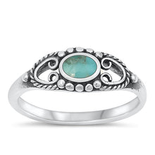Load image into Gallery viewer, Sterling Silver Oxidized Celtic Turquoise Stone Ring