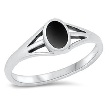Load image into Gallery viewer, Sterling Silver Black Agate Ring-6.5mm