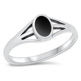 Sterling Silver Black Agate Ring-6.5mm