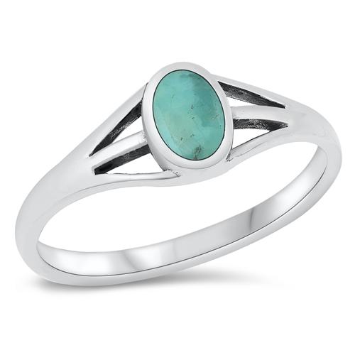 Sterling Silver Genuine Turquoise Ring-6.5mm