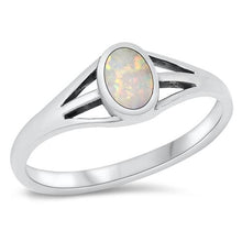 Load image into Gallery viewer, Sterling Silver White Lab Opal Ring-6.4mm