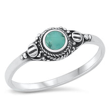 Load image into Gallery viewer, Sterling Silver Round Genuine Turquoise Stone Ring