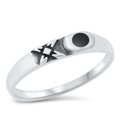 Sterling Silver Cross Black Agate Stone Ring