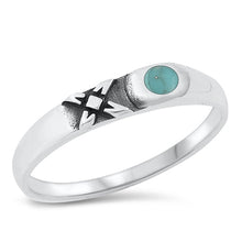 Load image into Gallery viewer, Sterling Silver Cross Genuine Turquoise Stone Ring