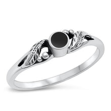 Load image into Gallery viewer, Sterling Silver Black Agate Stone Ring