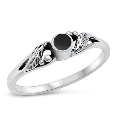Sterling Silver Black Agate Stone Ring