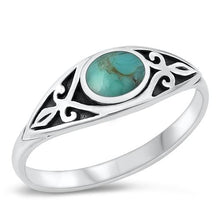 Load image into Gallery viewer, Sterling Silver Genuine Turquoise Stone Ring