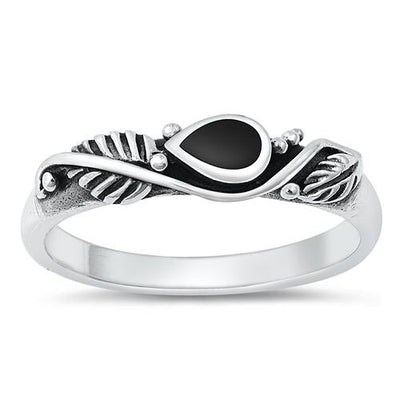 Sterling Silver Black Agate Stone Ring
