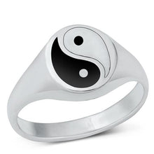 Load image into Gallery viewer, Sterling Silver Black agate Ying Yang Ring