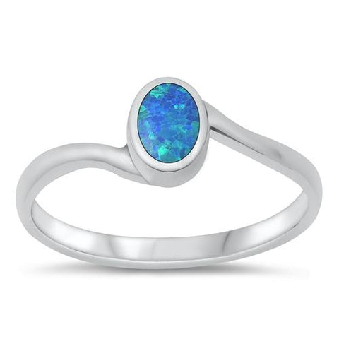 Sterling Silver Blue Lab Opal Ring