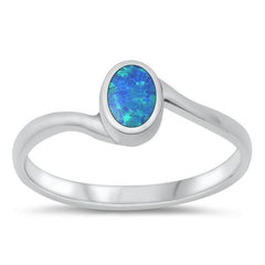 Sterling Silver Blue Lab Opal Ring