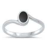 Sterling Silver Black Agate Ring-6.6mm