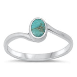 Sterling Silver Genuine Turquoise Ring-6.6mm