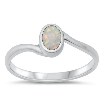 Sterling Silver White Lab Opal Ring-2