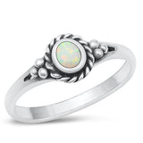 Sterling Silver Celtic Round White Lab Opal Ring