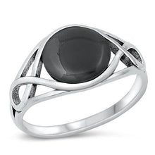 Load image into Gallery viewer, Sterling Silver Black Agate Stone Ring