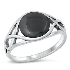 Sterling Silver Black Agate Stone Ring