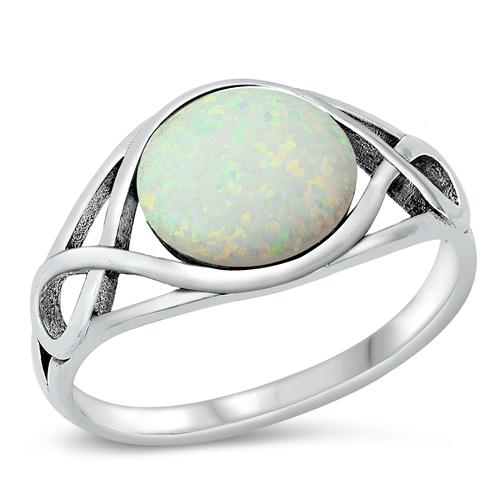 Sterling Silver White Lab Opal Ring