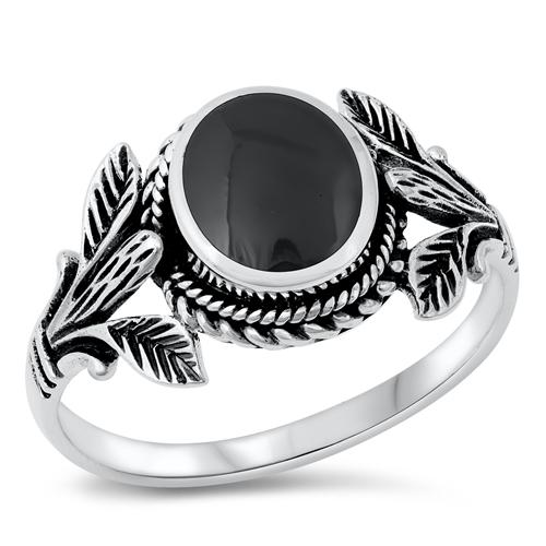 Sterling Silver Black Agate Stone Ring-11.7mm